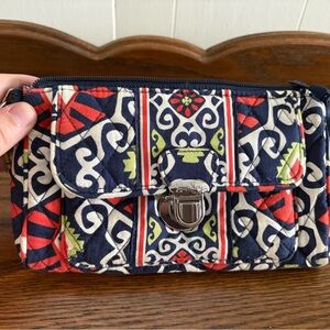 Vera Bradley Red and Blue Crossbody Bag with Geometric Patterns